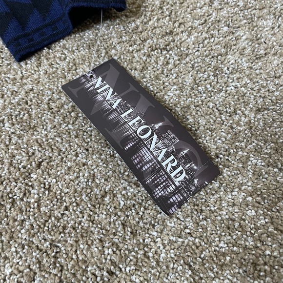 Nina Leonard Black And Blue Geometric Patterned 3/4 Sleeved Sweater Dress SZ XL - Picture 8 of 12